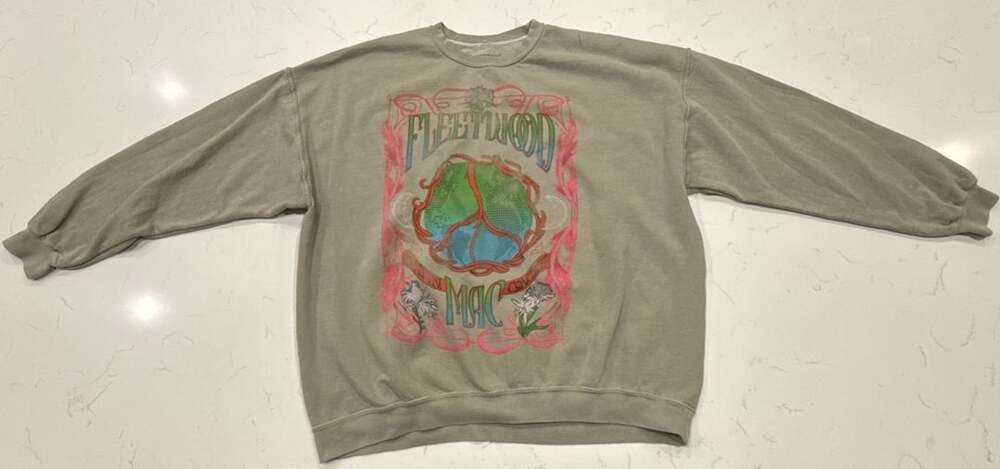 Fleetwood Mac Sweatshirt Size L/XL Green Peace Globe Graphic Tour Pullover